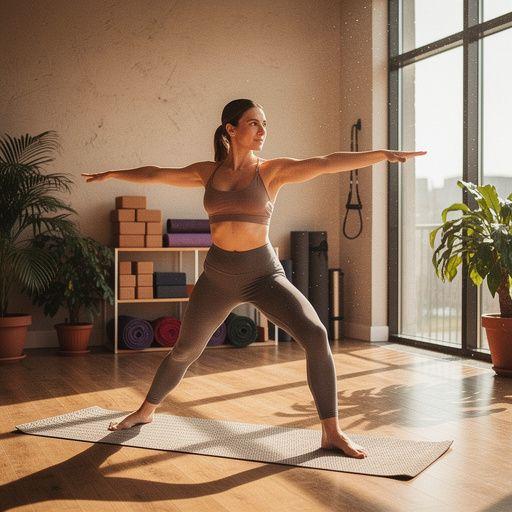 Alumnos concentrados en su práctica de yoga en un entorno relajante.